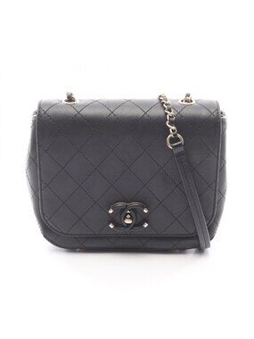 Chanel Shoulder Bag Mini Quilted Black Leather Small Flap